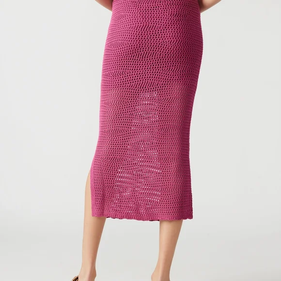 Pink Rose Crochet Midi Skirt Steve Madden Liliana Size XS - Picture 2 of 10